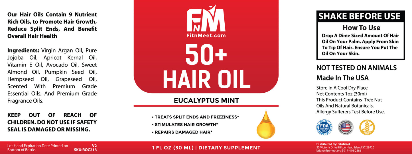 50+ Eucalyptus Hair Oil For Hair Regrowth | Mint, 30 ML