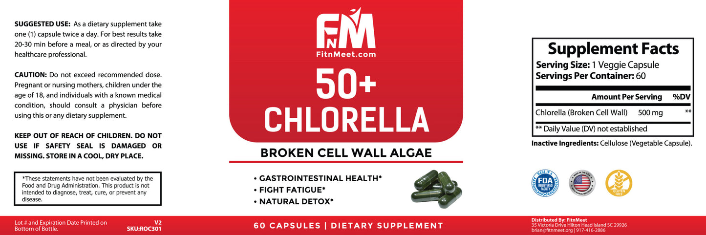 50+ Chlorella Broken Cell Wall Algae – 500mg