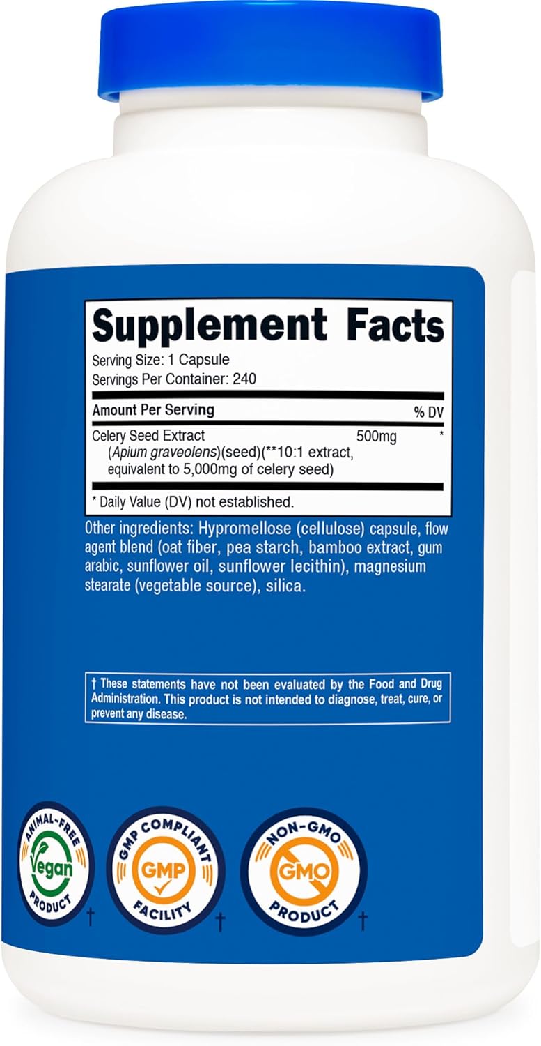 Celery Seed Extract – 5,000mg Equivalent | 240 Vegan Capsules (240-Day Supply)