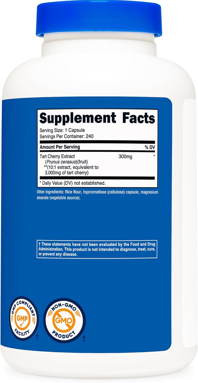 Tart Cherry Extract – 3,000mg Equivalent | 240 Capsules (240-Day Supply)