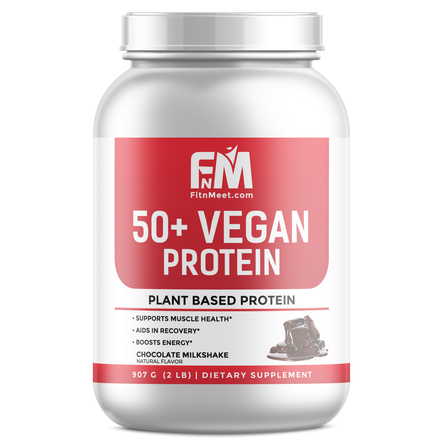 50+ Chocolate Vegan Protein Powder – 2 lbs, 28 Servings