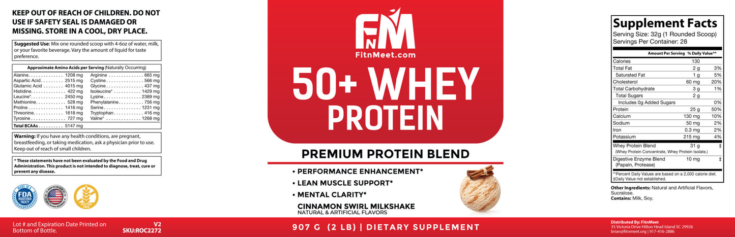 50+ Whey Blend Protein Powder | Cinnamon Swirl (28 Servings)