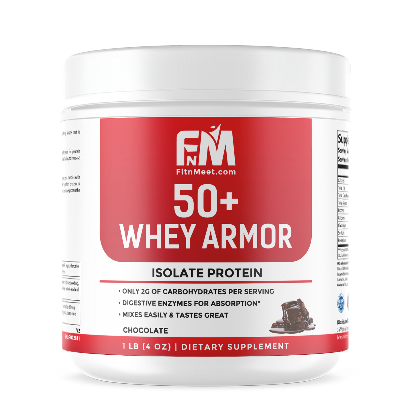 50+ 100% Whey Armor Isolate Protein – Chocolate 1 LB