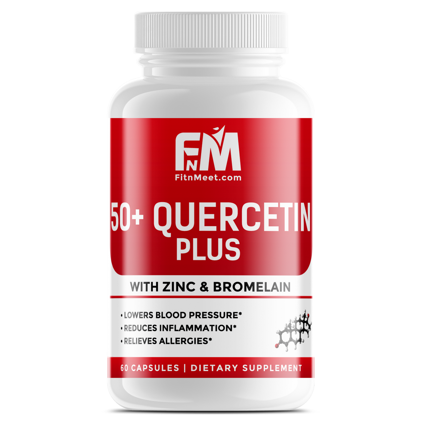 50+ Quercetin Capsules with Zinc & Bromelain, 30 servings