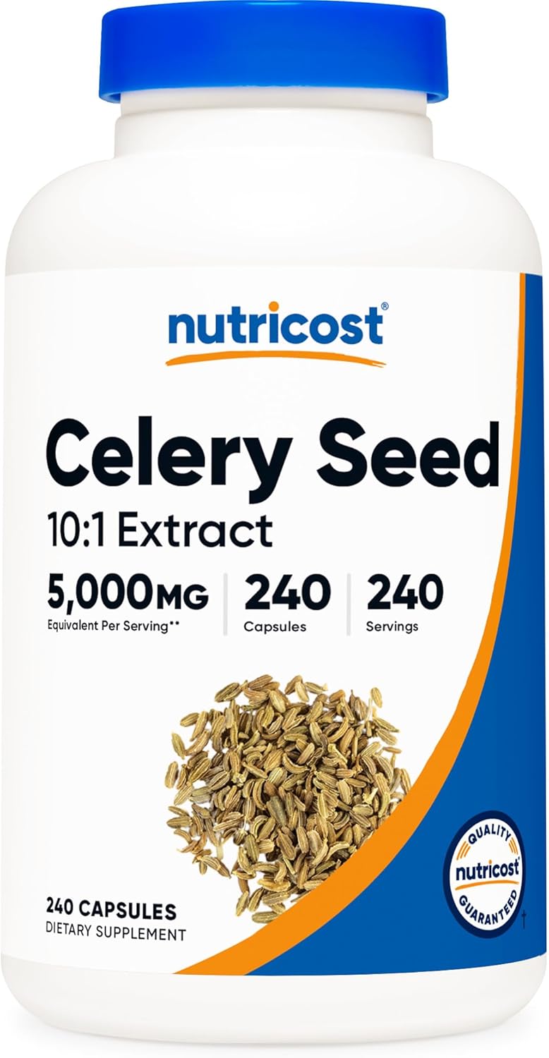 Celery Seed Extract – 5,000mg Equivalent | 240 Vegan Capsules (240-Day Supply)