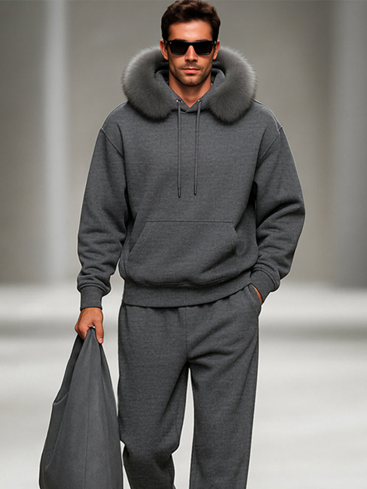 Cozy Fur Collar Hoodie Pants Set