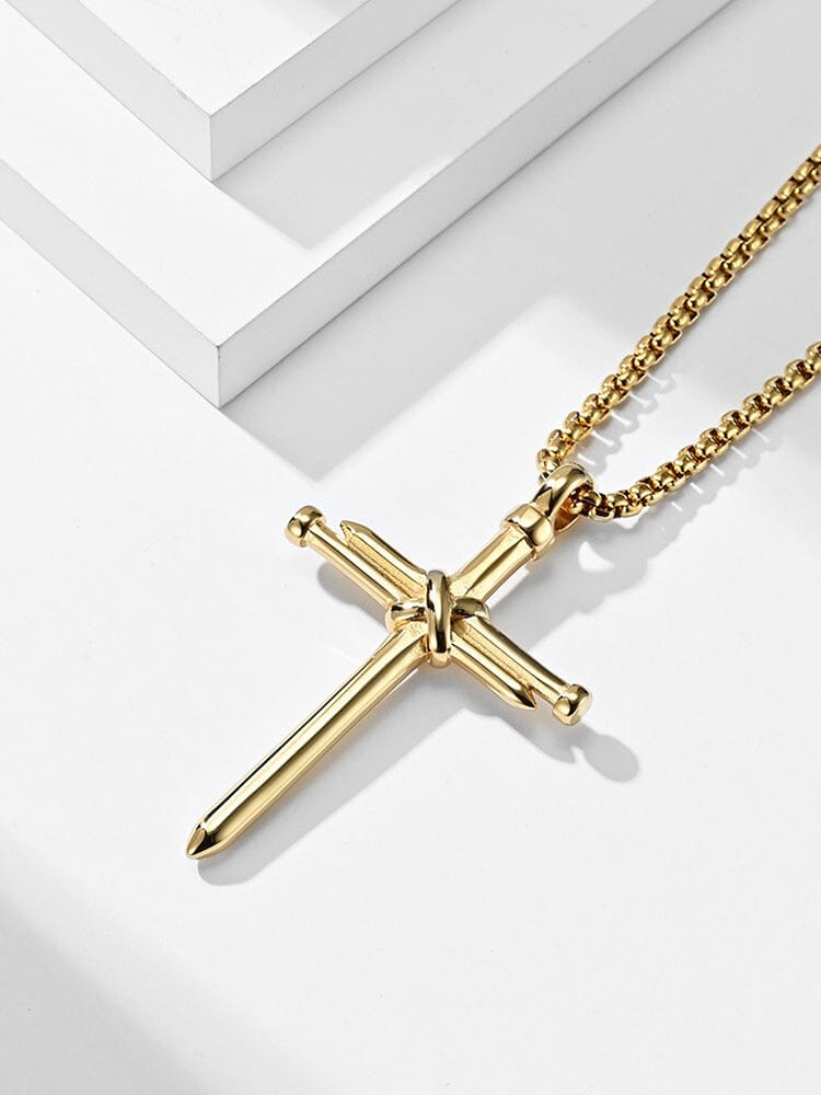 Vintage Nail Cross Pendant with Chain