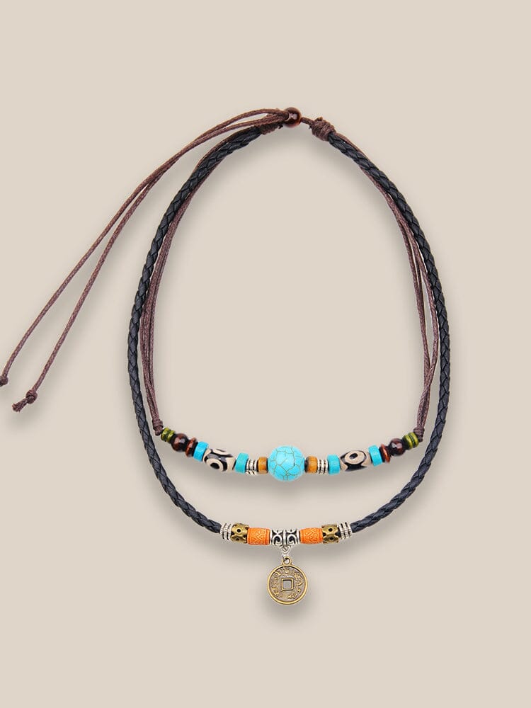 Faux Turquoise Bead Coin Pendant Accessory