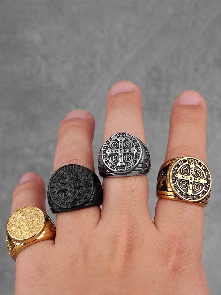 Vintage Signet Style Crucifix Rings