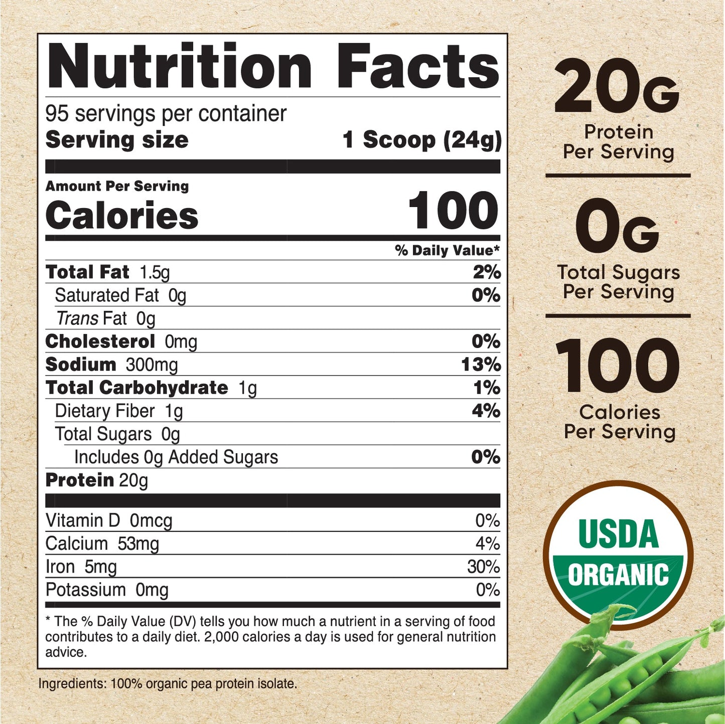 Nutricost Organic Pea Protein Isolate Powder (5 lbs) – Unflavored