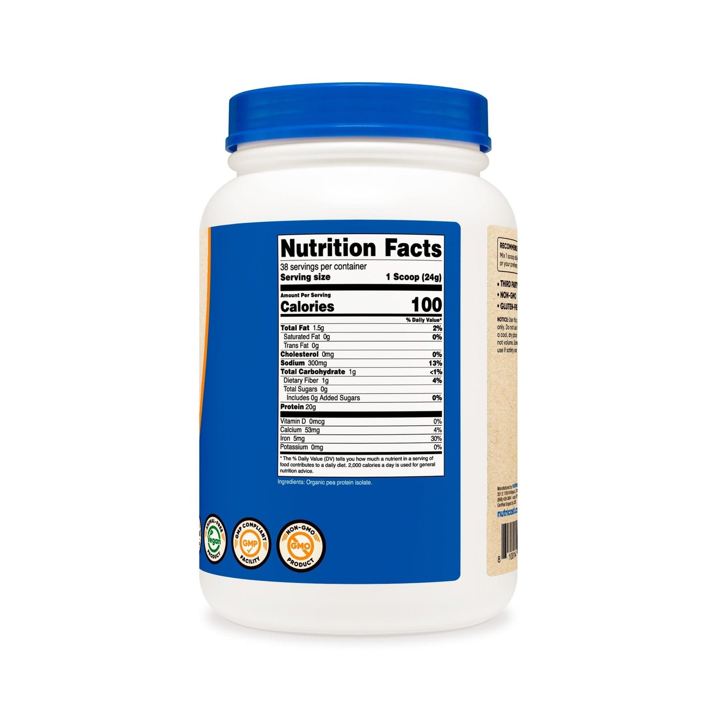 Nutricost Organic Pea Protein Isolate Powder (2 lbs) – Unflavored